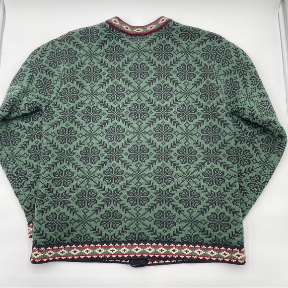 LL Bean Womens Vintage Fair Isle Cotton Nordic Cardigan Sweater Size Medium - Picture 8 of 14
